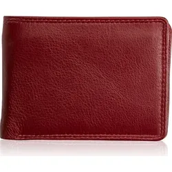Josephine Osthoff Geldbörse Herren klassisch Querformat, Tri-Fold, Münzfach, Kartenfächer mit RFID, 100% Echtleder, Reißverschlussfach innen - bordeaux