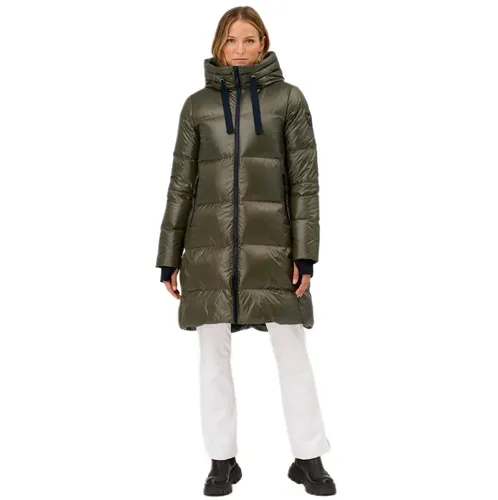 Krimson Klover Winter-Daunenmantel Compass Long Down (Kapuze, huntergrün, Größe S) - Der Compass Long Down Mantel bietet nicht nur stilvollen Schutz vor Kälte, sondern überzeugt auch durch seine praktische Ausstattung mit Reißverschlusstaschen und einem wasserabweisenden Material. Ideal für jedes Winterabenteuer!