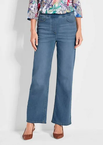 GOLDNER Bequeme Jeans Bequeme Jeanshose VERA Hose im Uni-Design, Schlupfbund, weites Bein, Eingrifftaschen blau 38