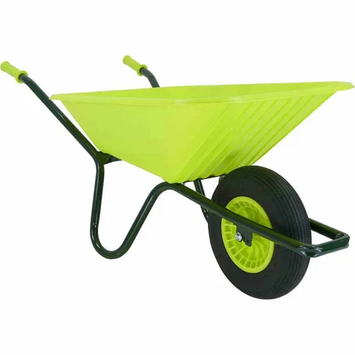 FORT 515-90 Cosmo Universalschubkarre | Limette | 90L - Schubkarre in limette, ideal für Haus und Garten. Mit 90L Polypropylen-Mulde und 150 kg Tragkraft, bietet sie hohe Stabilität und Komfort bei der Arbeit.