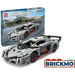 Mould King Grauer Sportwagen Veneno 13110 - Konstruktionsspielzeug, 1170 Klemmbausteine für detailverliebte Technikfans, mit beweglichen Teilen und hochwertiger Verarbeitung für spannende Bau- und Spielerlebnisse.