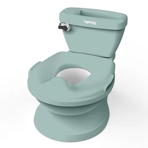 Ingenuity Toilettentrainer My Size Potty Pro™ - Weiß - Toilettentrainer für Kleinkinder, gestaltet wie eine echte Toilette mit realistischem Spülgeräusch und abnehmbarem Sitz für den Übergang zur Erwachsenen-Toilette.