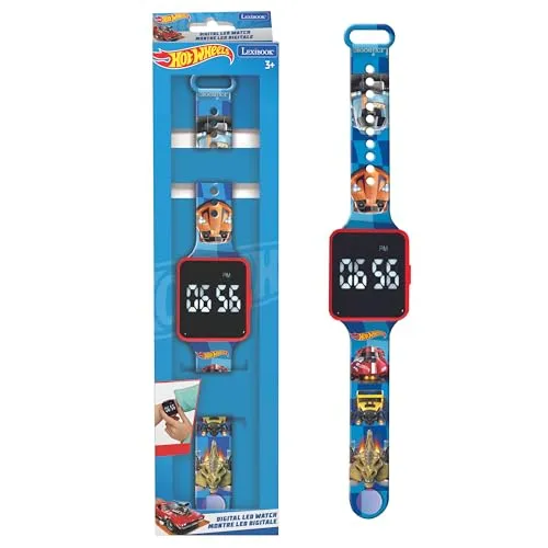 Lexibook Hot Wheels Digitaluhr - Experimentieren & Forschen – Kinder lernen spielerisch die Uhrzeit mit dieser anpassbaren Digitaluhr im coolen Hot Wheels Design.