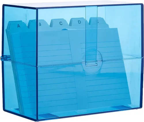 WEDO Karteikasten A8 quer blau transparent bestückt