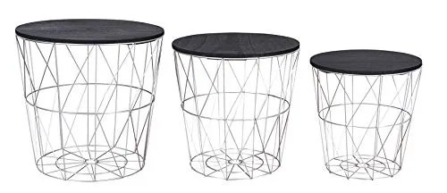 Levandeo® Couchtisch 3er Set - Beistelltisch mit Metallkorb - Moderne Couchtische im Industrial- und skandinavischen Stil, ideal als stylische Dekoelemente und praktische Aufbewahrungslösung für dein Zuhause.
