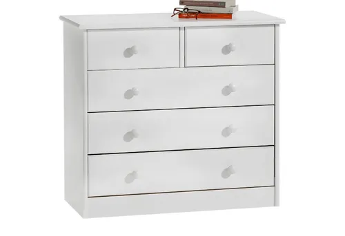 IDIMEX Kommode RONDO - Zeitlose Anrichte mit 5 Schubladen aus Kiefer - Kommoden aus massivem Kiefernholz, nachhaltig und schadstoffarm lackiert. Ideal für Schlafzimmer, Flur oder Wohnbereich mit viel Stauraum.