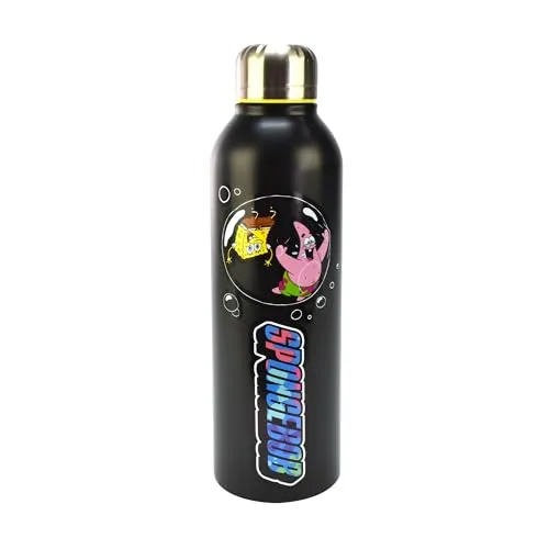 SpongeBob Trinkflasche aus Edelstahl, 700 ml, SpongeBob und Patrick beim Seifenblasen, Offizielles Merch, Ideale Geschenkidee