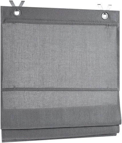 Kutti Raffrollo Metis - Blickdicht und Pflegeleicht - Raffrollo aus 100% Leinen in grau, einfach ohne Bohren mit Hakenaufhängung montierbar. Ideal für stilvolle Fensterdekoration und individuelle Lichtregulierung.