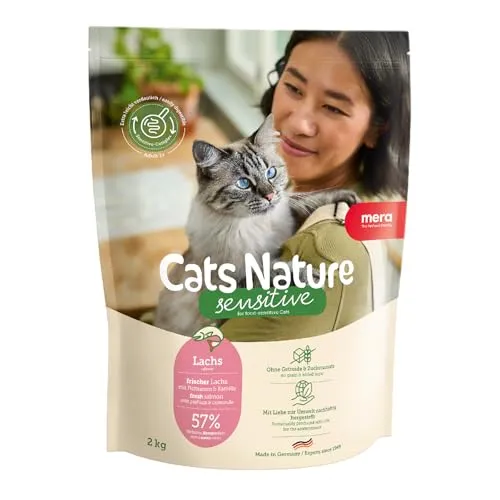 MERA Cats Nature Sensitive Lachs Katzenfutter Trocken 400g | Mono-Protein, getreidefrei & zuckerfrei | Katzen Trockenfutter hoher Fleischanteil & leicht verdaulich