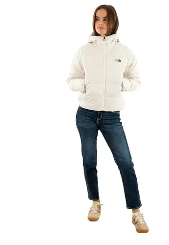 The North Face Womens Hyalite Down Hoodie - Weiß Dune (QLI) XL - Outdoor Freizeitjacke für Damen, leicht und warm dank hochwertiger Daunenfüllung, ideal für kühle Tage im Freien.