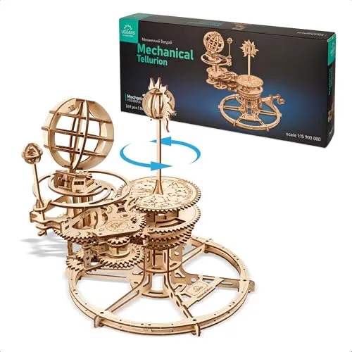 UGEARS Mechanisches Tellurium Puzzle - 249 Teile Holzpuzzle - Entdeckerspielzeug aus hochwertigem Holz, fördert Kreativität und Feinmotorik, ideal für Kinder ab 8 Jahren.