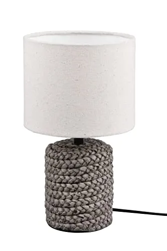 Reality Leuchten Tischleuchte Mala R50941044, Fuß Keramik braun, Stoffschirm beige, exklusiv 1x E14, Durchm. 15cm / Höhe 26cm