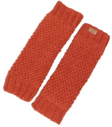 GURU SHOP Wollstulpen mit Perlmuster - Rostorange, Handgestrickte Beinstulpen aus Nepal - Stulpen für Damen, handgestrickt aus reiner Schurwolle für warme Waden und modischen Look in der kalten Jahreszeit. Elastisches Strickmuster für perfekte Passform.