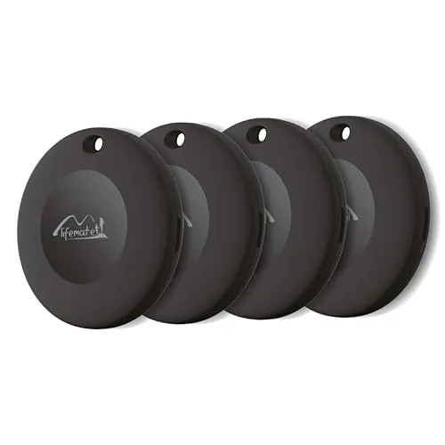 Lifemate Bluetooth-Tracker - Schwarz - Handy-Gadget mit 4 Stück, ideal zum Auffinden von Schlüsseln oder Taschen. Kompakt und leicht, sorgt für Sicherheit und Ordnung im Alltag.