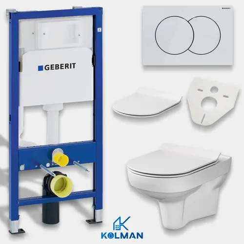 GEBERIT Duofix Wand WC Set mit Softclose und Schallschutz - Modernes Wand-WC Set mit verdecktem Abgang und antimikrobieller Beschichtung. Inklusive WC-Schüssel, Soft-Close-Sitz und Betätigungsplatte. Ideal für stilvolle Badezimmer.