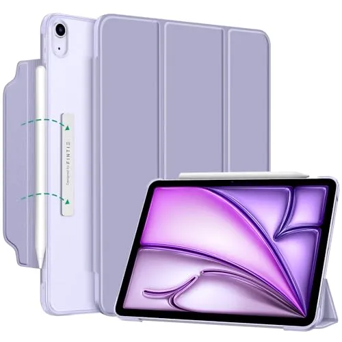 Fintie Hülle für iPad Air 11 Zoll (M4/M3/M2, 2026/2025/2024), iPad Air 5/4 Gen Case (10,9 Zoll, 2022/2020) - [Magnetverschluss] Leichte Standhülle mit Durchscheinend Mattierter Rückseite, Violett