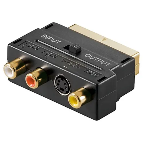 Scartadapter mit IN/OUT Umschalter+ 3x Chinch + 1x SVHS-Buchse vergoldet  goobay