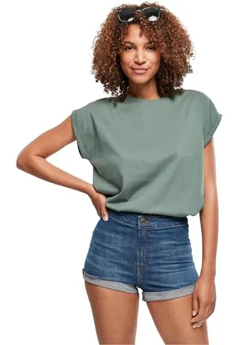 Urban Classics Damen T-Shirt Ladies Extended Shoulder Tee, T-Shirt mit überschnittenen Schultern, aus Baumwolle, erhältlich in vielen Farben, Paleleaf, XL