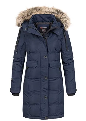 Geographical Norway Damen Steppjacke G-Calory - Warme Winterjacke in Navy, Größe L, winddicht und atmungsaktiv für optimalen Komfort