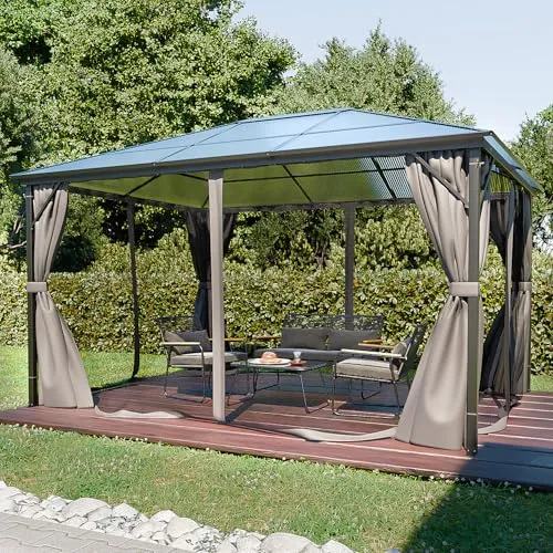 GARMIO® Pavillon Aluminium 3x4m - Moderner Gartenzelt mit wasserdichtem Polycarbonat-Dach und rostbeständigem Aluminiumrahmen – ideal für Feierlichkeiten im Freien.