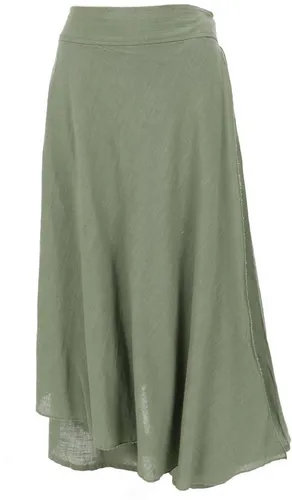 GURU SHOP Ethno Hosenrock - Boho Maxirock in Hellem Olivgrün für Damen - Bequemer Sommerrock mit integrierter Hose aus leichtem Baumwollstoff, ideal für stilvolle Looks und uneingeschränkte Bewegungsfreiheit.
