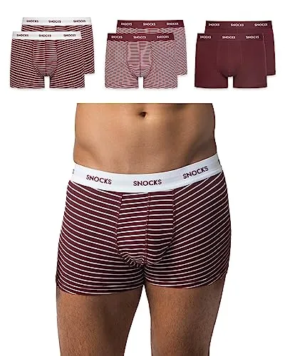 SNOCKS Boxershorts Enge Pants Herren Unterhose mit Streifen (6-St) - Herrenunterhosen aus 95% Bio-Baumwolle für druckfreien Komfort, ideal für den täglichen Gebrauch, nachhaltig mit dem Grünen Knopf ausgezeichnet.