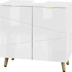 EUGAD Waschbeckenunterschrank mit 2 Türen, verstellbare Ablage, Hochglanz Weiß - Stilvoller Badezimmerschrank mit verstellbarer Ablage für flexiblen Stauraum. Hergestellt aus feuchtigkeitsbeständigem MDF, ideal für moderne Badezimmer.