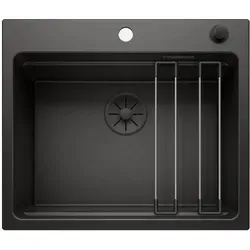 BLANCO ETAGON 6 Black Edition Küchenspüle - Innovative Granitspüle in Schwarz mit einzigartigem Stufenkonzept für gleichzeitiges Arbeiten auf drei Ebenen – perfekt für effizientes Kochen und Abspülen.