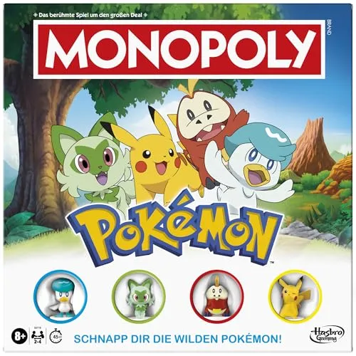 Monopoly Pokemon - Gesellschaftsspiel für 2 bis 8 Spieler, vereint das klassische Monopoly mit der aufregenden Pokemon-Welt – ideal für Fans jeden Alters!