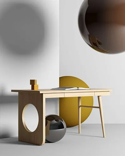 Woodman Schreibtisch Bau, besonderes Design, Breite 140 cm, FSC®-zertifiziert