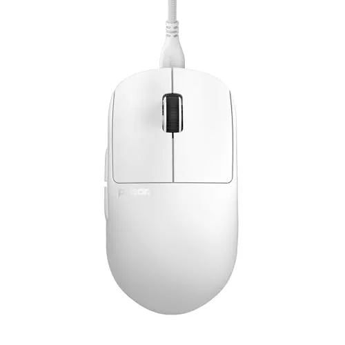 Pulsar Gaming Gears X2H Gaming-Maus, kabelgebunden, ultraleicht, 51 g, symmetrisch, optischer Schalter, 26000 DPI, Bewegungssynchronisation, PAW3395-Sensor (Medium, kabelgebunden, weiß)