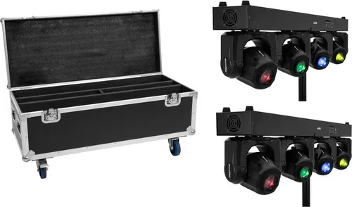 EUROLITE Set 2x LED TMH Bar S120 + Case mit Rollen - Licht-Effekte mit 2x 30-W-Moving-Heads und ROADINGER Flightcase. Ideal für Events, Clubs und mobile DJs – beeindruckende Lichtshows und einfacher Transport dank Rollen.