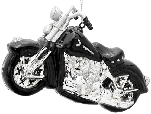 SIKORA Chopper Motorrad schwarz besondere Weihnachtskugel Glas Christbaumschmuck Deko Figur Weihnachten Anhänger Ornament - Trend Line - BS910