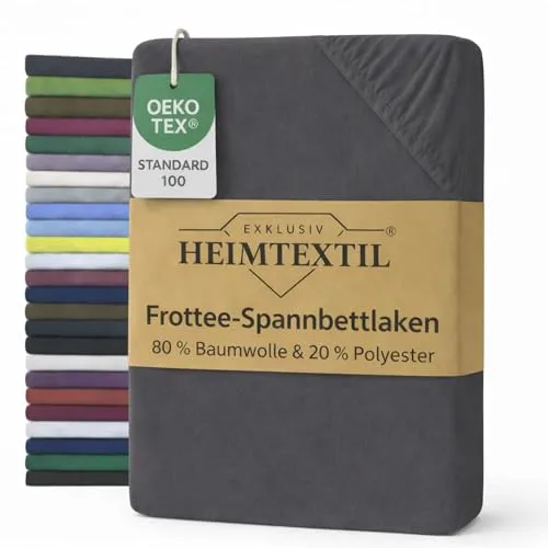 EXKLUSIV HEIMTEXTIL Frottee Spannbettlaken 140-160 x 200 cm - Spannbetttücher aus 80% Baumwolle, 20% Polyester, Öko-Tex zertifiziert und mit Rundumgummizug für perfekten Halt. Pflegeleicht und bis 60°C waschbar, ideal für einen gesunden Schlaf.