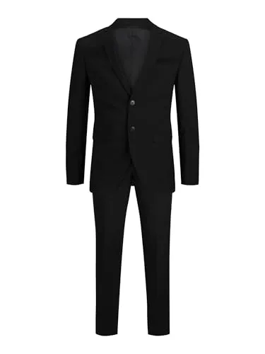 JACK & JONES Herren Jprfranco Suit Noos Business Anzug Hosen Set, Schwarz, 50 EU - Eleganter Anzug für Herren aus strapazierfähigem Twill, ideal für formelle Anlässe. Einreihiger Blazer mit maßgeschneiderter Hose, ausgestattet mit praktischen Taschen.