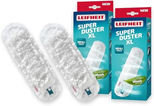 Leifheit SUPERDUSTER XL Staubbezüge 2er Set, waschbare Ersatzbezüge für Staubwedel, leicht und gründlich staubwischen, waschen statt wegwerfen