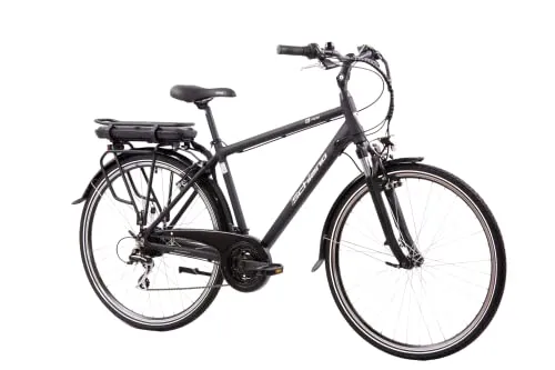 Schiano Ride E-Bike Trekking 28 Zoll 21-Gang 374 Wh schwarz - E-Bike mit 21-Gang-Schaltung und 374 Wh Akku, ideal für lange Strecken und komfortable Fahrten in der Natur.