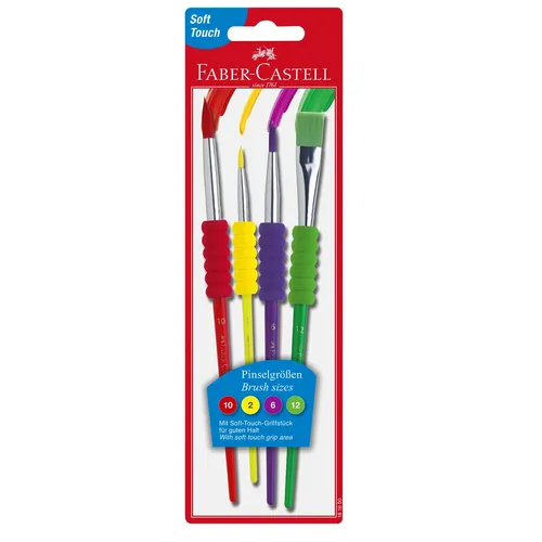 4er Set Faber - Castell Soft Touch Griffstück Pinselset Größen 2, 6, 10, 12