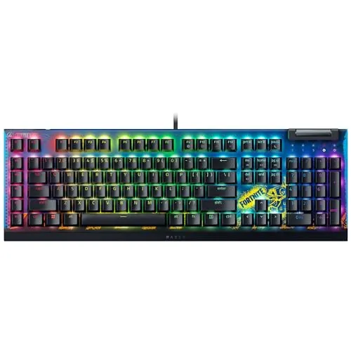 Razer BlackWidow V4 X - Fortnite Edition - Mechanische Gaming-Tastatur mit Razer Yellow Switches für schnelle, leise Eingaben und 6 programmierbaren Makro-Tasten - perfekt für Gamer, die ihre Steuerung anpassen möchten.