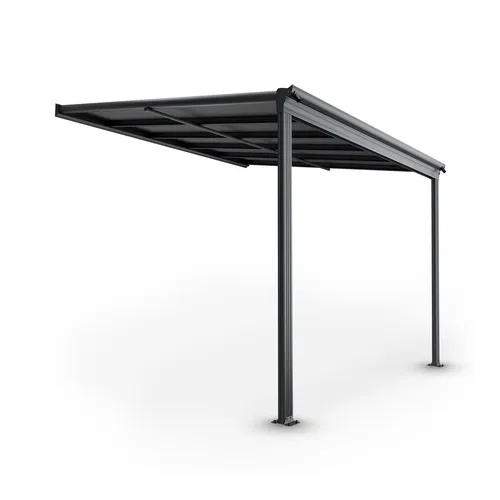 Juskys Terrassendach Borneo 3x3 m - Aluminium Terrassenüberdachung in Anthrazit, robust und modern für perfekten Sonnenschutz