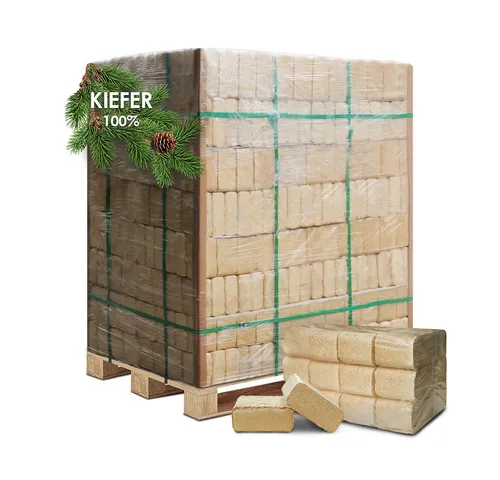 Holzbriketts aus Kiefernholz - 100% Natur für Kamin und Grill - Hochwertige Kiefernholzbriketts mit extrem hohem Heizwert und langer Brenndauer, ideal für umweltfreundliches Heizen und Grillen. Erhältlich auf Palette mit 480 kg oder 720 kg.