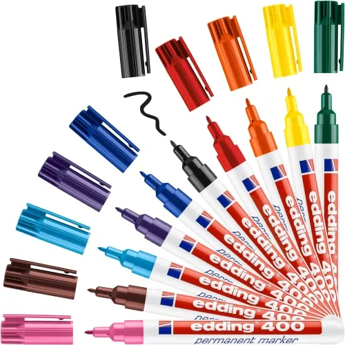 edding Permanentmarker 400 - 10er Set, 1mm - Vielseitige Markierstifte zum Beschriften und Kennzeichnen von verschiedenen Materialien. Ideal für kreative Projekte und den täglichen Gebrauch.