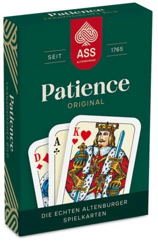 ASS Kartenspiel Altenburger 10052668 - Mini-Patience für 1-4 Spieler - Gesellschaftsspiel für ab 8 Jahre, nachhaltig und umweltschonend mit plastikfreier Verpackung und 2 Decks aus Mini-Karten für verschiedene Spielvarianten.