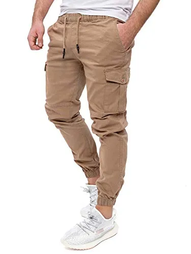 PITTMAN Darius - Cargohose Mit Gummizug - Arbeitshose Herren - Cargo Chino Jeans Hose Männer, Beige (Sepia Tint 171314), W28/L34