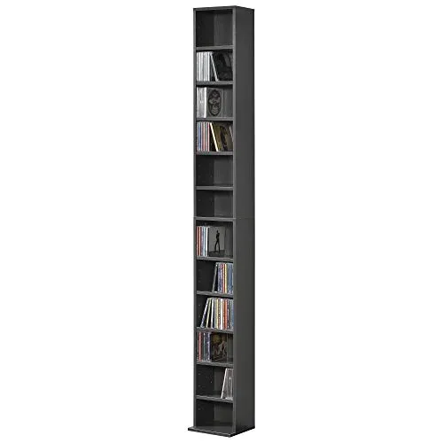 [en.casa] CD Regal Høyset mit 12 Ablagefächern - Standregal für CDs, DVDs und Bücher mit 12 großzügigen Ablageflächen und stilvollem, zeitlosem Design für jede Einrichtung.