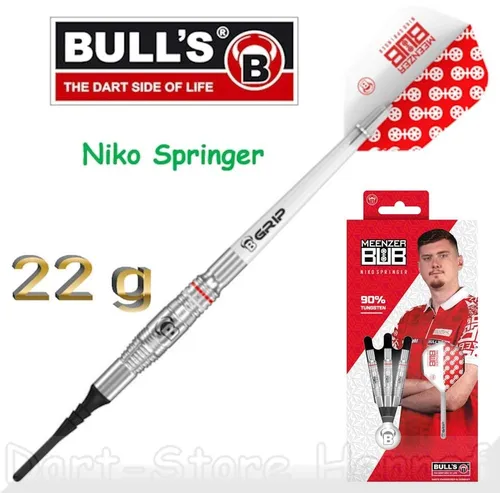 Bull's DE Niko Springer Softdart 22g aus 90% Tungsten - Hochwertige Dartpfeile mit 90% Tungsten für optimale Präzision und Langlebigkeit. Ideal für ambitionierte Spieler, die ihre Wurftechnik verbessern möchten.
