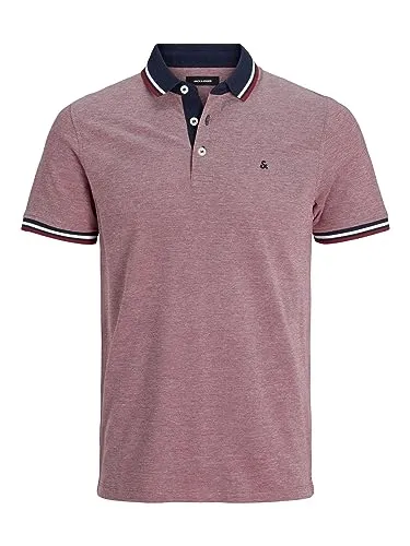 Jack & Jones Poloshirt in Rot, Größe M, Herren - Herren Plussize Poloshirt von Jack & Jones in Rot, aus 100% Baumwolle, mit bequemem Polokragen und hochwertiger Label-Stickerei – ideal für lässige Anlässe.