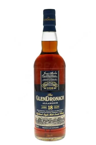 Glendronach 18 Years Old Allardice Oloroso Whisky - Whisky in Geschenkverpackung, 18 Jahre gereift mit kräftigen Frucht- und Gewürzaromen, ideal für Genießer und Sammler.