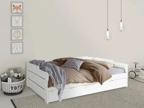 Home affaire Daybett "REETE" - Funktionsbett im Landhausstil - Betten aus FSC® zertifiziertem Massivholz (Kiefer) mit praktischem Schubkasten, ideal für Kinderzimmer und platzsparend.