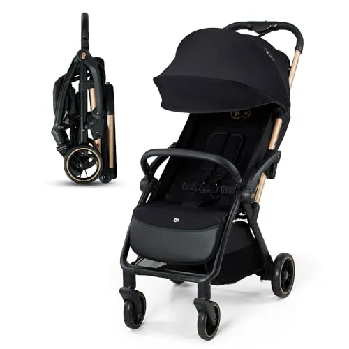 Kinderkraft Kinder-Buggy APINO schwarz - Leichter Kinderwagen für Kinder von 0 bis 22 kg, mit 4-fach verstellbarer Rückenlehne und großem Verdeck für optimalen Schutz.